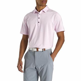 Men's Footjoy Lisle Golf Polo Pink/White NZ-258110
